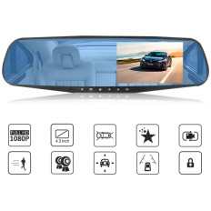 Caméra de voiture de filmerator avec détection de mouvement Full HD TF 12V miroir