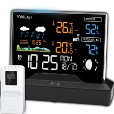 Ασύρματη μετεωρολογική σταθμός ρολόι θερμόμετρο υγρόμετρο βαρόμετρο 1 αισθητήρας 80 μ LCD