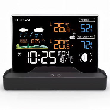 Trådlös väderstation klocka termometer hygrometer barometer 1 sensor 80 m LCD