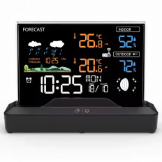 Trådløs vejrstation ur termometer hygrometer barometer 1 sensor 80 m LCD