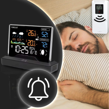 Bezdrôtová meteorologická stanica hodiny teplomer hygrometer barometer 1 senzor 80 m LCD