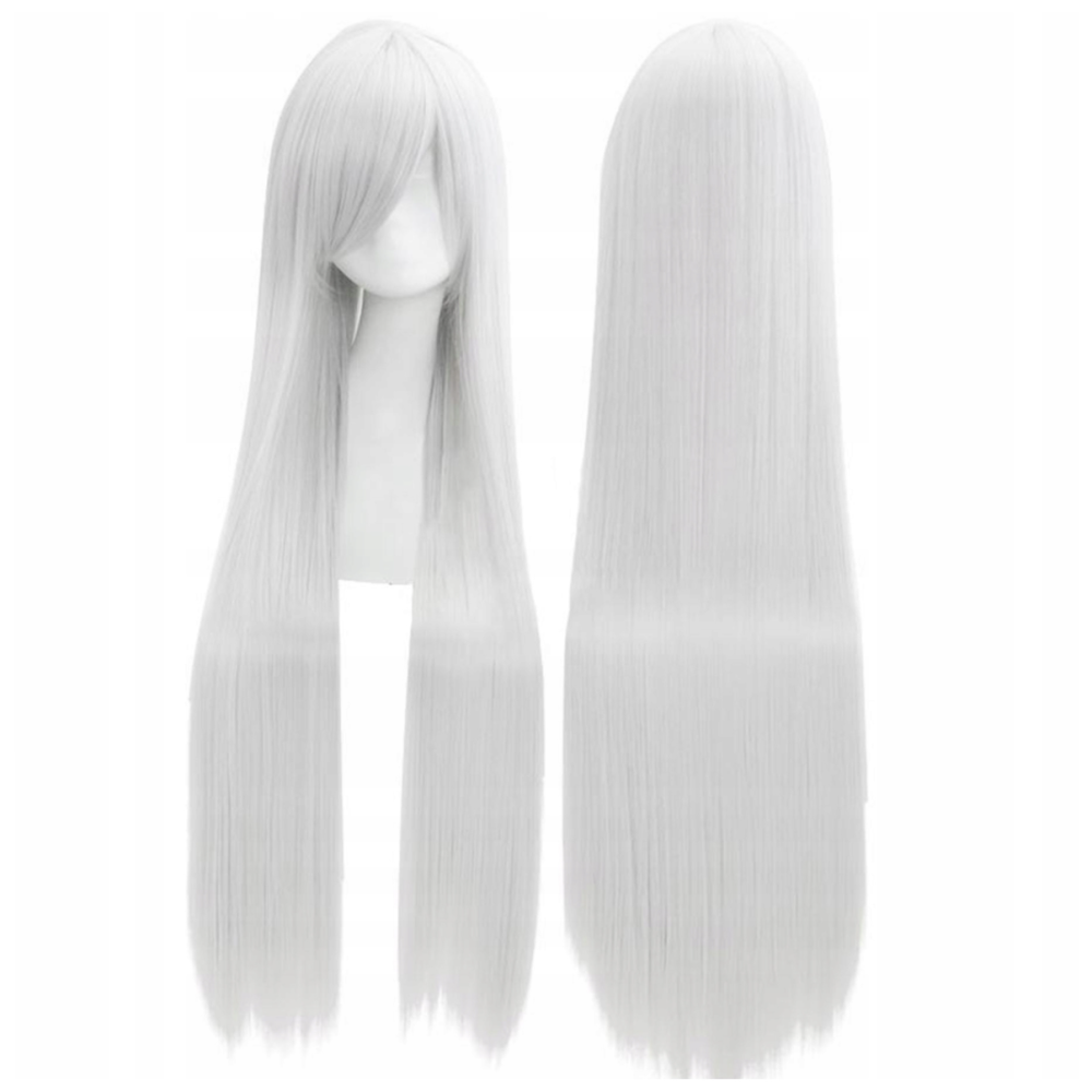 Lunghe parrucche bianche dritto 100 cm capelli sintetici anime anime per vestire una sessione fotografica