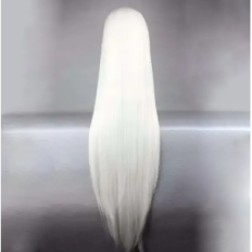 Langhvite parykker rett 100cm cosplay anime syntetisk hår for å kle en foto økt