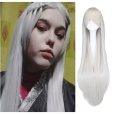 Lunghe parrucche bianche dritto 100 cm capelli sintetici anime anime per vestire una sessione fotografica