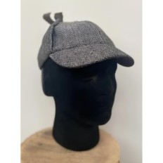 Sherlock Holmes Hat Deer Hunter 55cm Classic Detective Hat med bindestreker, perfekt for cosplay og stoler