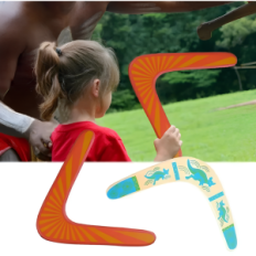 Australian wooden orange bumerang classic bumerang for fun and science throwing, made of wood