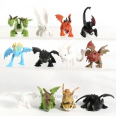 Sæt med figurer 12 stk fra et eventyr, hvordan man træner en drage figurer af drager og tegn til collectible sjovt