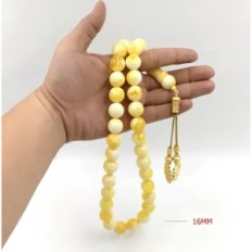 Amber Turkish Rosary med en metal tass håndlavet bønbog med dekorative perler