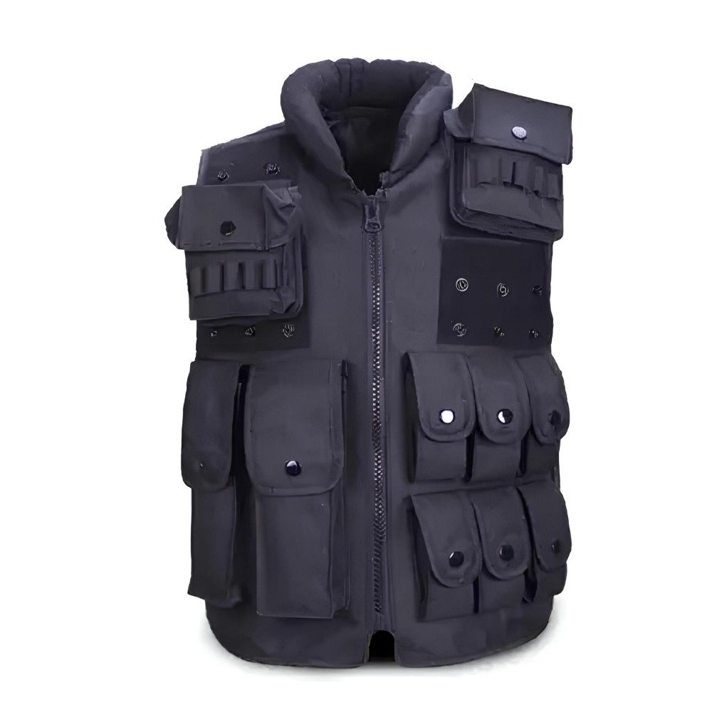 Gilet tactique, police noire militaire Swat Gilet de protection militaire