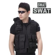 Chaleco táctico, chaleco protector militar de la policía negra