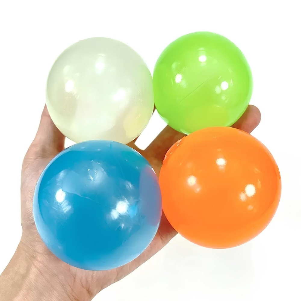 Antistress kamuoliukai lipnūs šviežiais 4 vnt 65mm Apšvietimo kamuoliukų rinkinys lubų ir jutimo įdomus