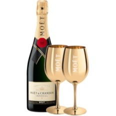 Vetro Moët & Chandon Ibiza 1 PC. Vetro di plastica elegante dorato in colore e bevande dorate di champagne