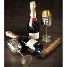 Stiklas Moët & Chandon Ibiza 1 vnt. Auksinis elegantiškas plastikinis stiklas auksiniame šampano spalvos ir gėrimuose