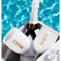 Steklo Moët & Chandon Ibiza 1 kos. Beli elegantni plastični kozarec s šampanjcem z logotipom, idealen za zabave in na prostem