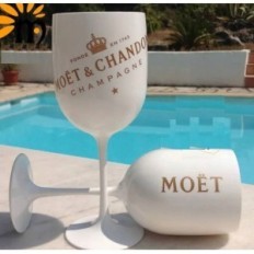 Glas Moët & Chandon Ibiza 1 stk. Hvidt elegant plastik champagne glas med logo, ideel til fester og udendørs