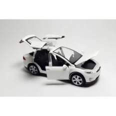 Car Mudel Tesla X90 1:32 Valge miniatuurne elektriline auto avamissustega