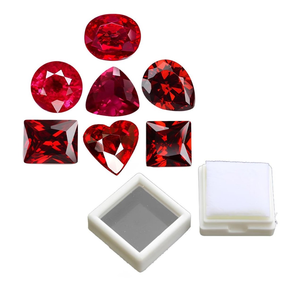 Rubin Kambodia Set 7 stk Størrelse Karat 7x7mm Fremragende skærebeløb Meget god lands oprindelse