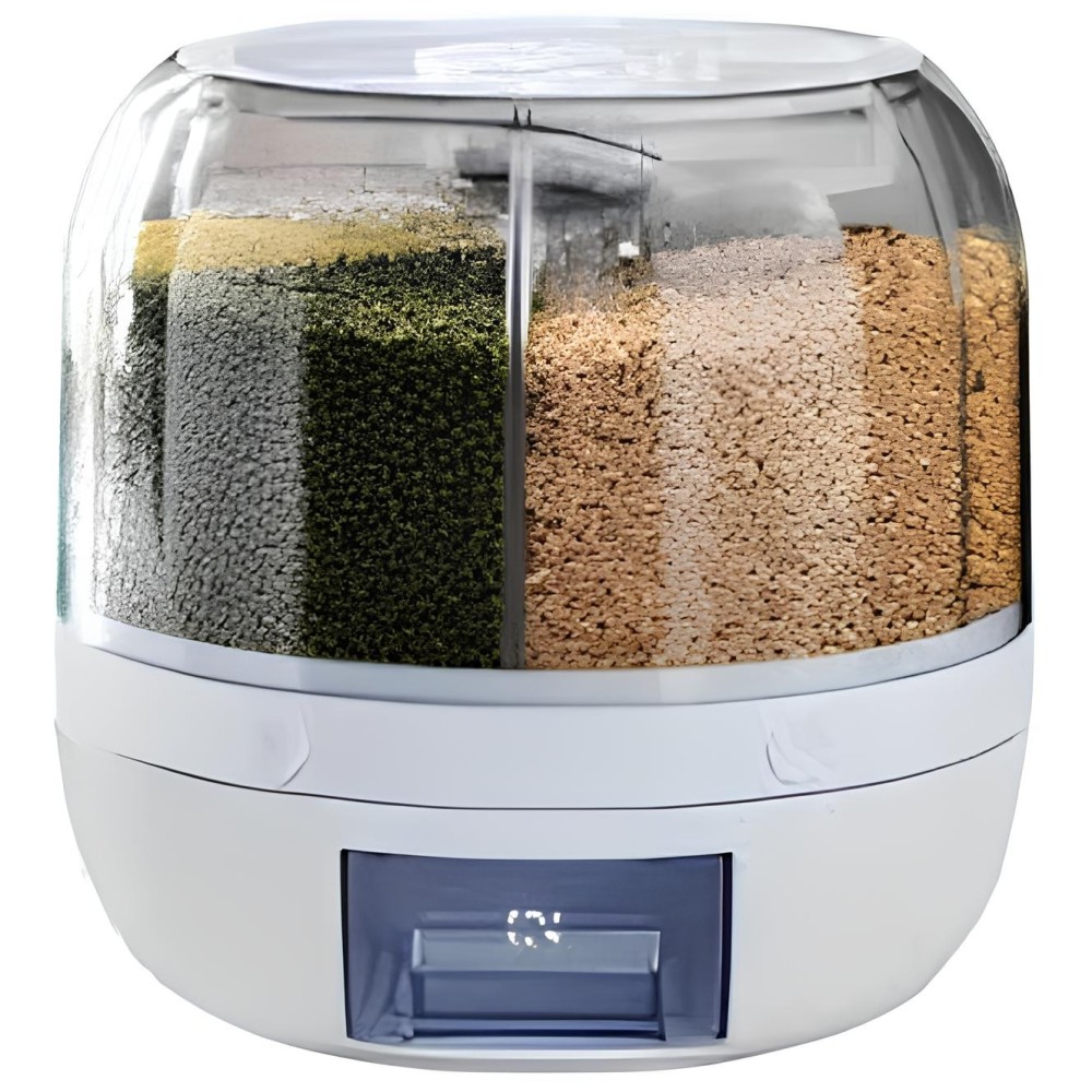 Rice feedare matarbehållare 6 kg köksbehållare för torra produkter med dispenser och lock