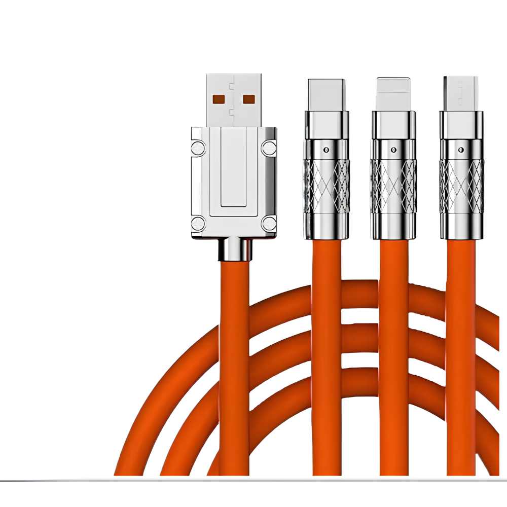Vysokorychlostní USB 3W1 kabelový kabel C 120W 6A 150 cm Orange