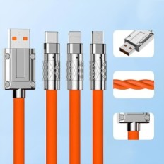 Hochgeschwindigkeits-USB 3W1 Kabelkabel C 120W 6A 150cm Orange