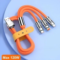 Vysokorýchlostný kábel kábla USB 3W1 C 120W 6A 150cm Orange