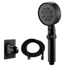 Cabeça de chuveiro com alça e black de cobra 5 modos definidos para casa de banho com fluxo de água ajustável