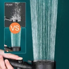 Cabezal de ducha con mango y serpiente Negro 5 Modos Juego de baño con flujo de agua ajustable