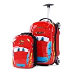 Suitcase on wheels and backpack Zigzak McQueen from the movie Children's Car Travel Kit