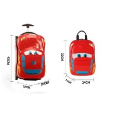 Mala em rodas e mochila Zigzak McQueen do filme Kit de viagem de carro infantil