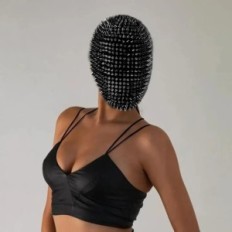 Masker met Latex-spikes Zwart Oorspronkelijke toevoeging aan Cosplayu en thematische evenementen