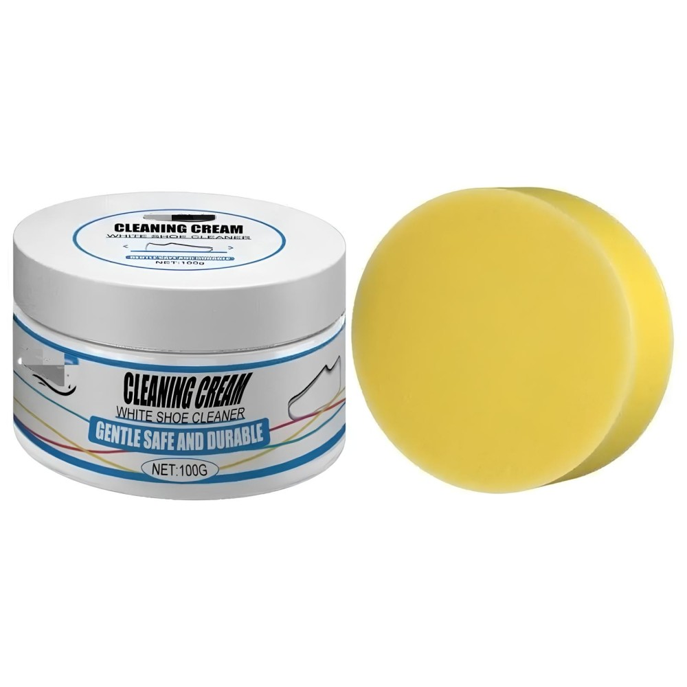 White shoe cleaning paste with sponge 100g whitewash for sports footwear