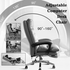 Skórzane krzesło biurowe obrotowe ergonomiczne i wygodne z regulacją wysokości idealne do biura i domowego gabinetu