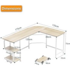 Scrivania a forma di L con scaffali beige