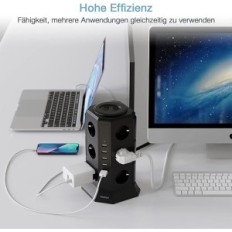 TESSAN Power Strip 17 Sockets (12 AC porty a 5 USB porty) čierna