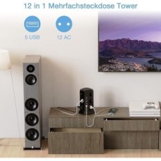 Tessan Power Strip 17 utičnice (12 AC portova i 5 USB priključaka) crno