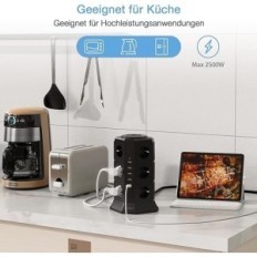 Tessan teljesítményszalag 17 foglalat (12 AC és 5 USB port) fekete