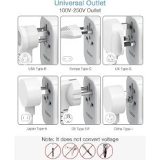 Universal Travel Adapteri Tessan 2 USB A + 3 USB C 633FV