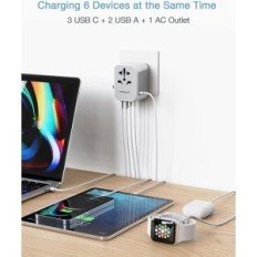 Adaptador de viagem universal Tessan 2 USB A + 3 USB C 633FV