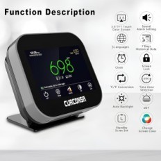 CO2 detektor monitor CURCONSA fekete intelligens levegőminőség mérő készülék