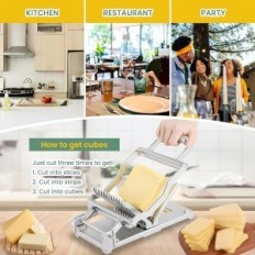 Trancheur à fromage, beurre, toasts, viande et fruit de la viande