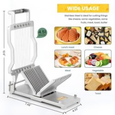 Slicer de queijo, manteiga, torradas, carne e huana fruta