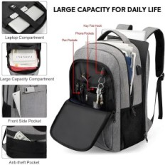 Utazási hátizsák Lumesner laptop USB töltő port szürke