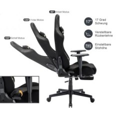 Sedia Gaming Rotary Symino con un poggiapiedi (nero)