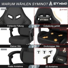 Chair Gaming Rotary Symino with a footstool (black)