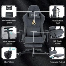 Chair Gaming Rotary Symino with a footstool (black)