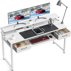 White Computer Desk jelo pomoću tipkovnice 140 x 48 x 87 cm