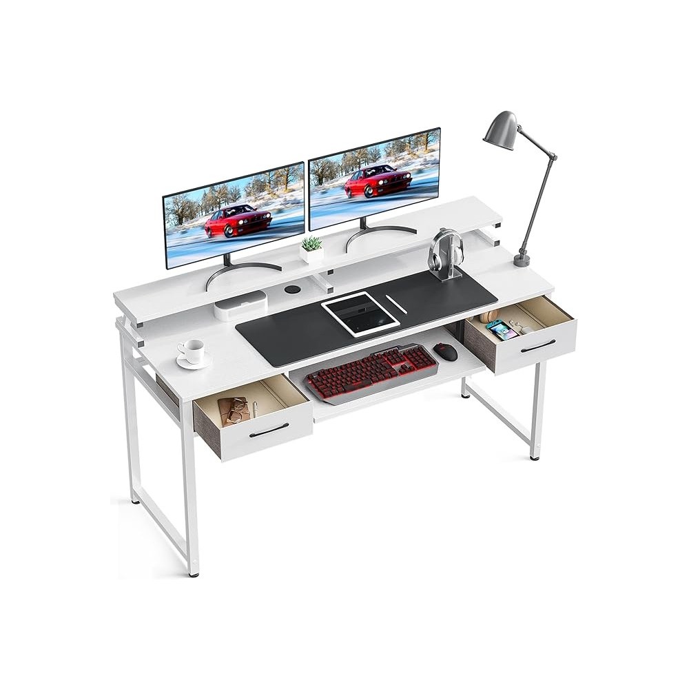 Weiße Computertisch-Teller mit einem Tastaturregal 140 x 48 x 87 cm