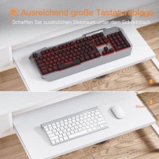 Plat de bureau d'ordinateur blanc avec une étagère de clavier 140 x 48 x 87 cm