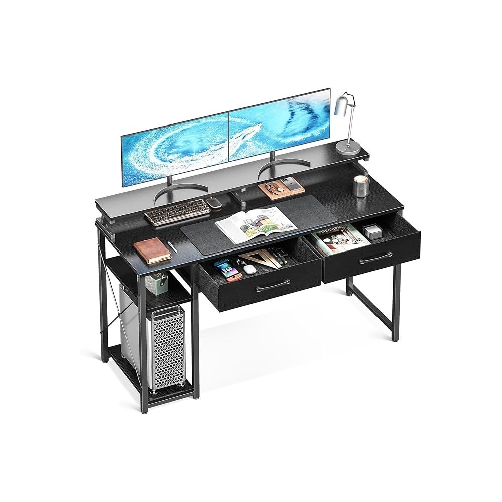 Must arvuti laud 2 sahtliga Display 120 x 50 x 87 cm