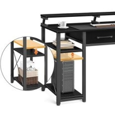 Schwarzer Computertisch mit 2 Schubladen anzeigen 120 x 50 x 87 cm